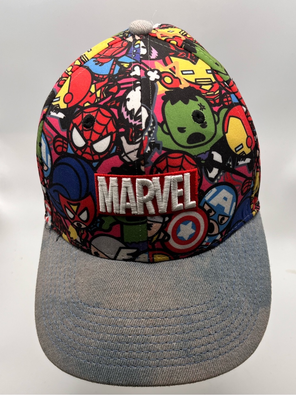 Marvel Slideback Hat Multicolor OSFM Adjustable Chibis Characters 6 Panel EUC